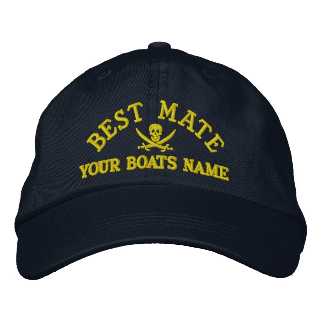 Personalized pirate sailing best mate embroidered hat (Front)