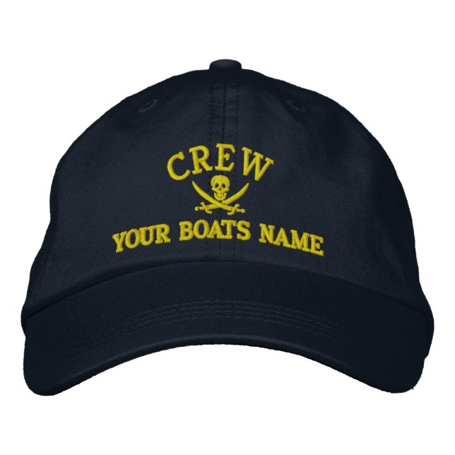 Personalized pirate sailing crew embroidered hat (Front)