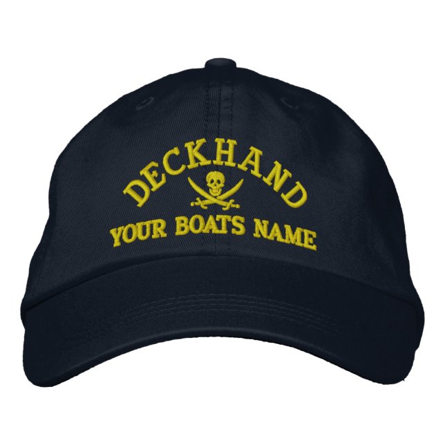 Personalized pirate sailing deckhand embroidered hat (Front)
