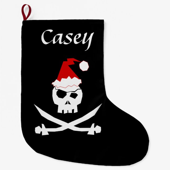 Personalized Pirate Santa Large Christmas Stocking (Front)