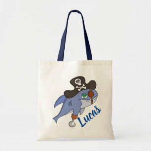 Personalized Pirate Shark -  Add Your Name Tote Bag