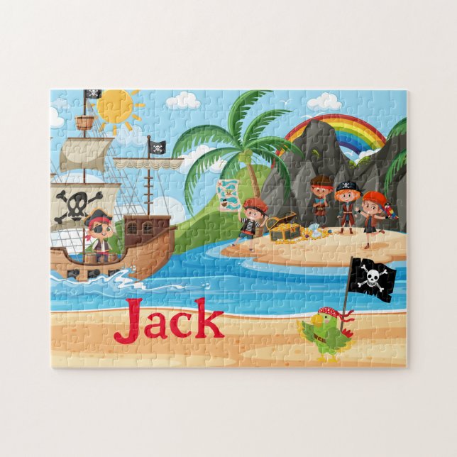Personalized Pirate Ship Child Name Puzzle  (Horizontal)