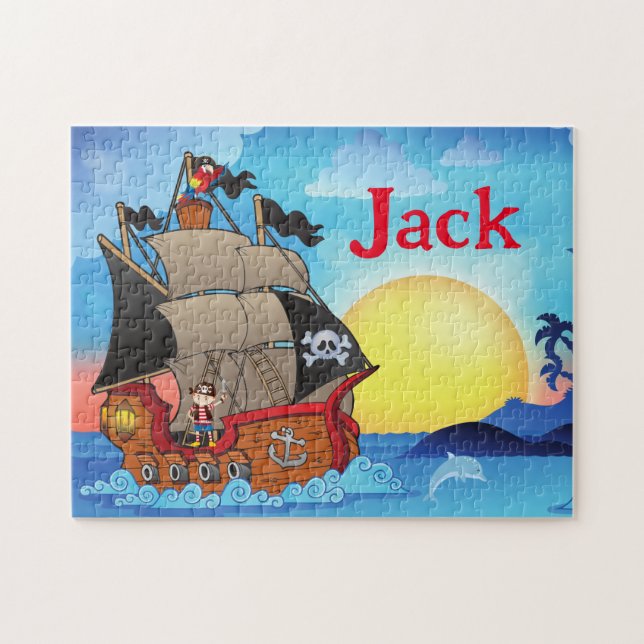 Personalized Pirate Ship Child Name Puzzle  (Horizontal)