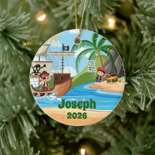 Personalized Pirate Ship Ornament (Tree)
