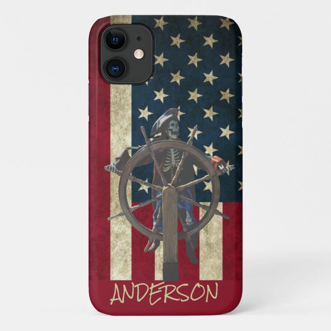 Personalized Pirate Ship Skeleton  Case-Mate iPhone Case (Back)