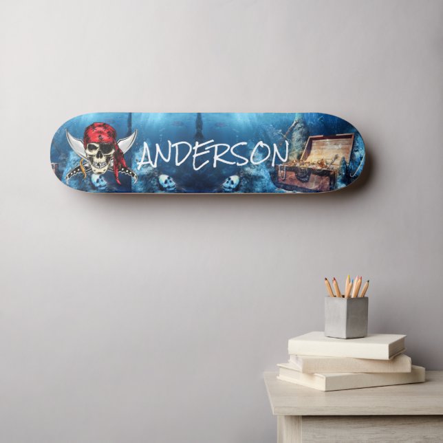 Personalized  Pirate Ship Treasure Skateboard (Wall Art (Horz))