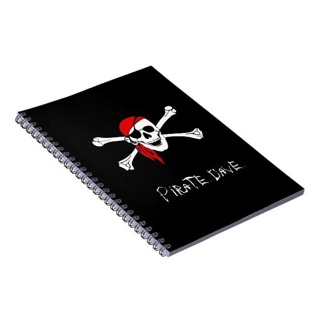 Personalized Pirate Skull and Crossbones Notebook (Right Side)