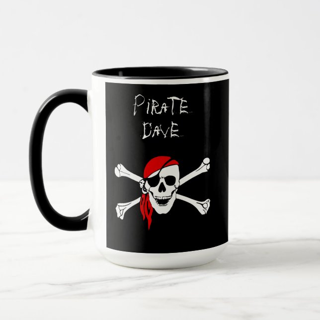 Personalized Pirate Skull Crossbones Coffee Mug (Left)