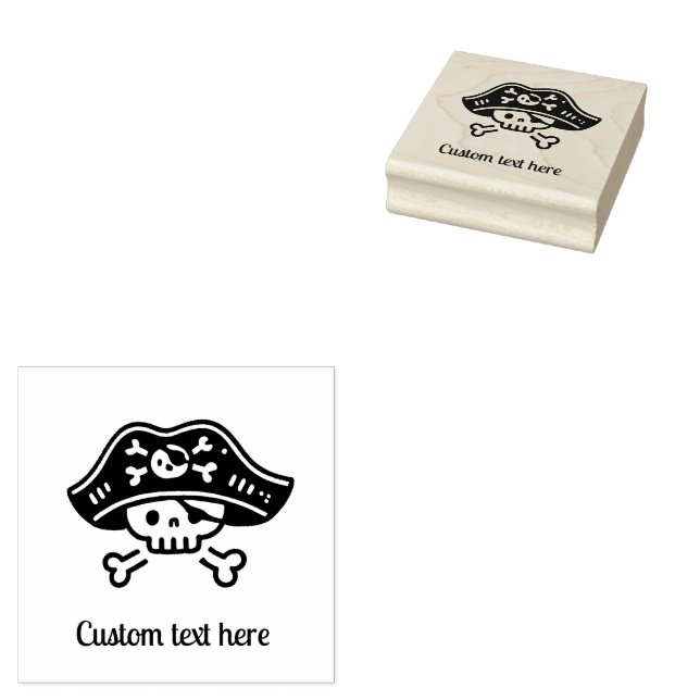 Personalized Pirate Skull  Rubber Stamp (Stamped)