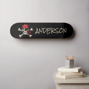 Personalized Pirate Skull Skateboard