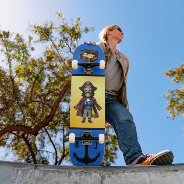 Personalized Pirate Treasure & Anchor Skateboard (Outdoor 1)