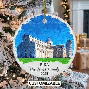 Personalized Pisa Ornament, Italy Ceramic Ornament