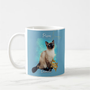 Personalized Pisces Cat Mug with Name