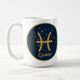 Personalized Pisces twin fish zodiac symbol gold  Coffee Mug
