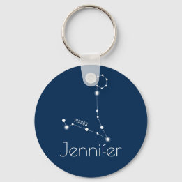 Personalized Pisces Zodiac Constellation Keychain
