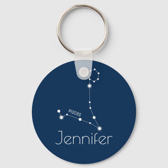 Personalized Pisces Zodiac Constellation Keychain (Front)
