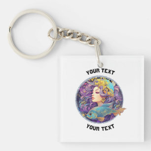 PERSONALIZED PISCES ZODIAC SIGN  KEYCHAIN