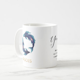 "Personalized Pisces Zodiac sign Name and traits Coffee Mug