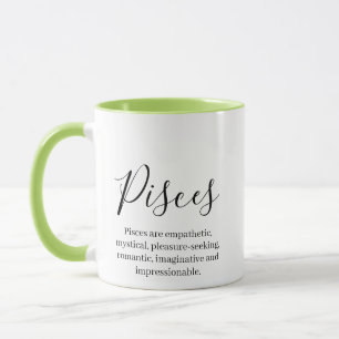 "Personalized Pisces Zodiac sign Name and traits Mug