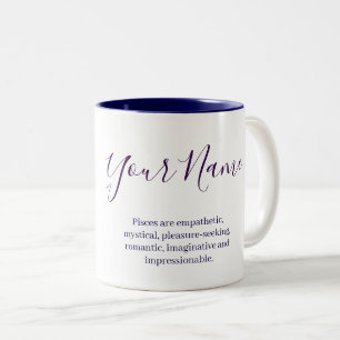 "Personalized Pisces Zodiac sign Name and traits Two-Tone Coffee Mug
