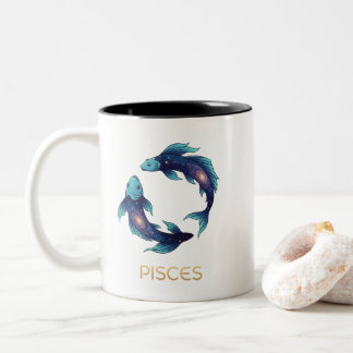 "Personalized Pisces Zodiac sign Name and traits Two-Tone Coffee Mug
