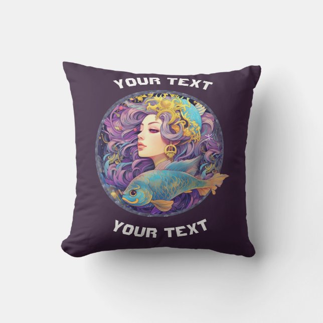 PERSONALIZED PISCES ZODIAC SIGN  THROW PILLOW (Front)