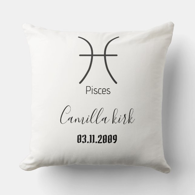 Personalized Pisces  zodiac symbol Throw Pillow (Front)