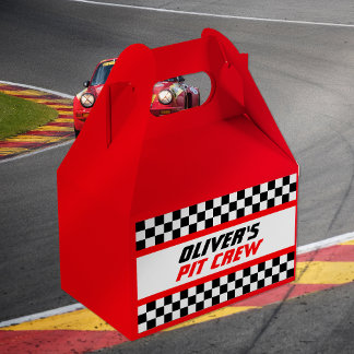 Personalized Pit Crew Chequered Flag Party Favor Box