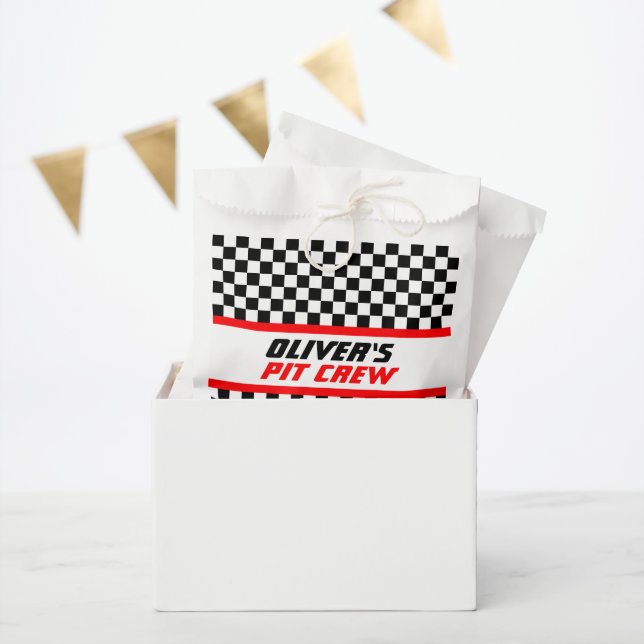 Personalized Pit Crew Chequered Flag Party Favour Bag (Party)
