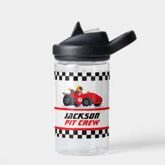 Personalized Pit Crew Chequered Flag Water Bottle