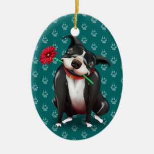 Personalized Pitbull Christmas Ornaments Blue