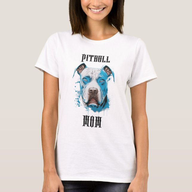 Personalized Pitbull Mom T-Shirt (Front)