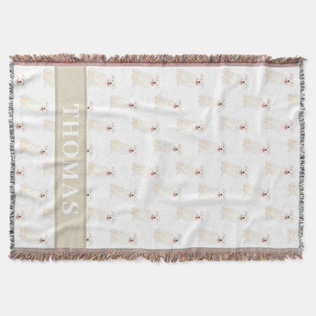 Personalized Pitbull Staffy (White)  Throw Blanket (Front)