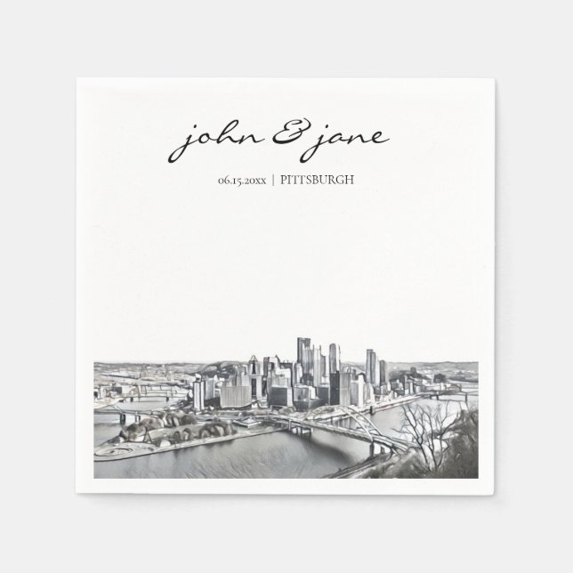 Personalized Pittsburgh Cocktail Napkin (Front)