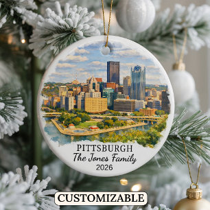 Personalized Pittsburgh, Custom Pennsylvania Ceramic Ornament
