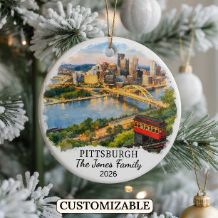 Personalized Pittsburgh, Custom Pennsylvania Ceramic Ornament