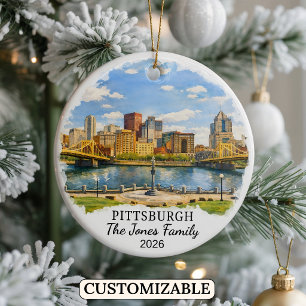 Personalized Pittsburgh, Custom Pennsylvania Ceramic Ornament