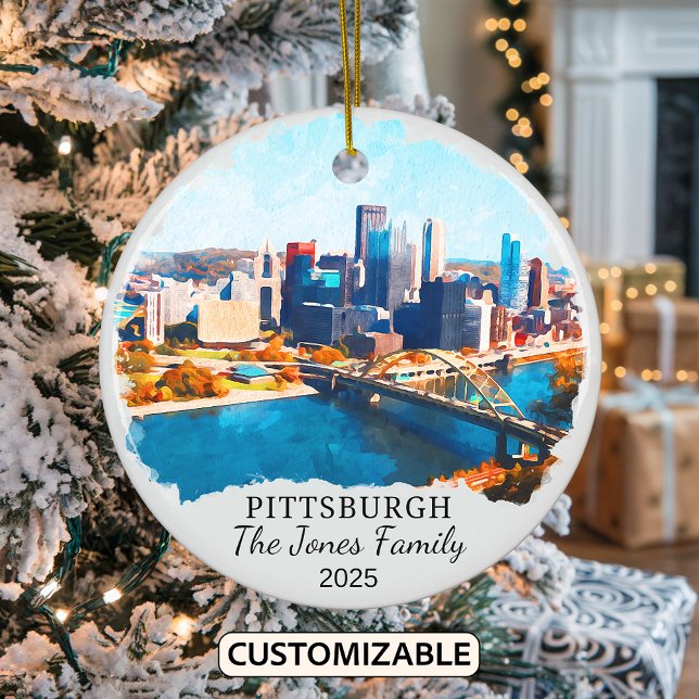 Personalized Pittsburgh Ornament, Kansas Gift Ceramic Ornament (Creator Uploaded)