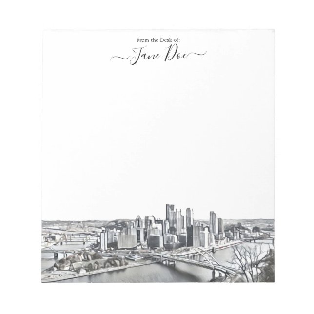 Personalized Pittsburgh Skyline Notepad (Front)