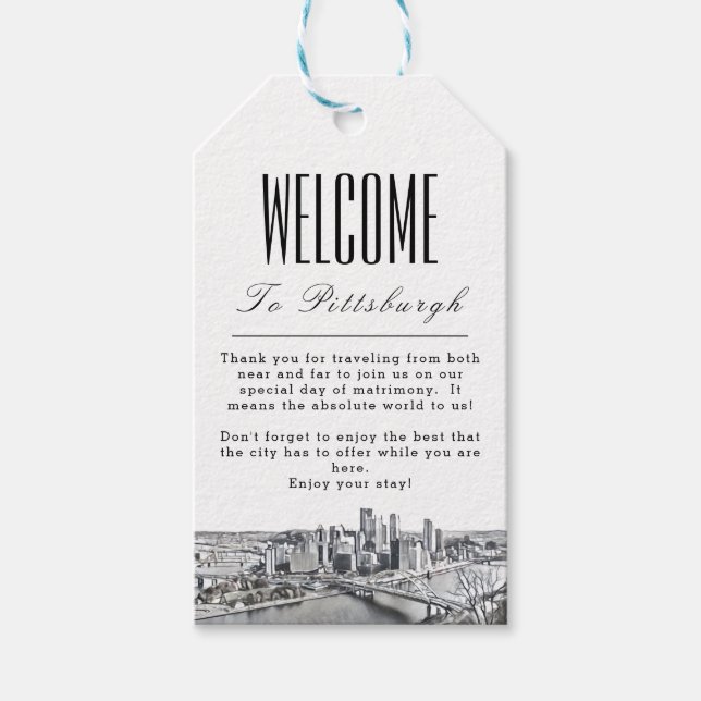 Personalized Pittsburgh Welcome Gift Tag (Front)