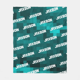 Personalized Pixelated Pattern Boys Fleece Blanket