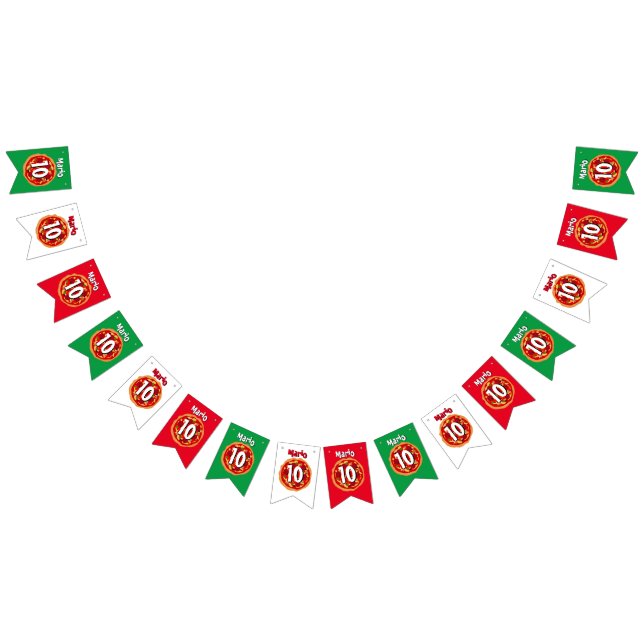 Personalized pizza Birthday party bunting flags (All)