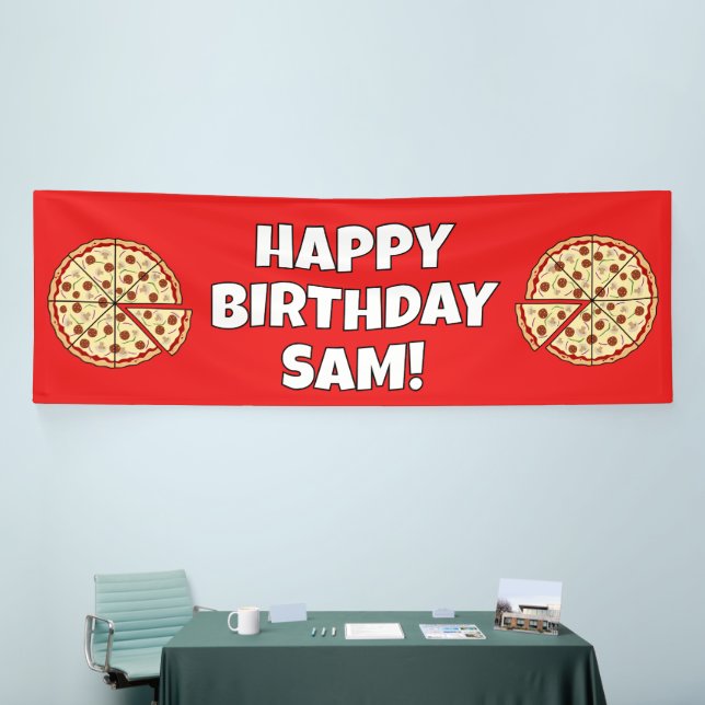 Personalized Pizza Happy Birthday Banner (Tradeshow)