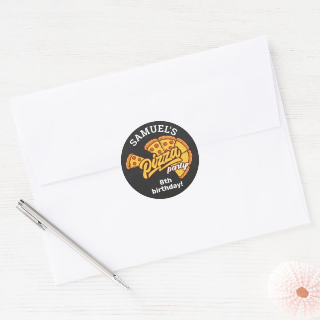 Personalized Pizza Palace Birthday Party, Any Age Classic Round Sticker (Envelope)