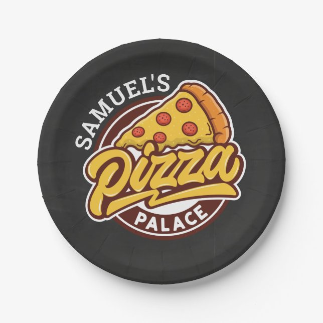 Personalized Pizza Palace Birthday Party, Any Age Paper Plate (Front)