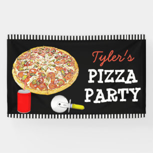 Personalized Pizza Party Birthday Party Banner