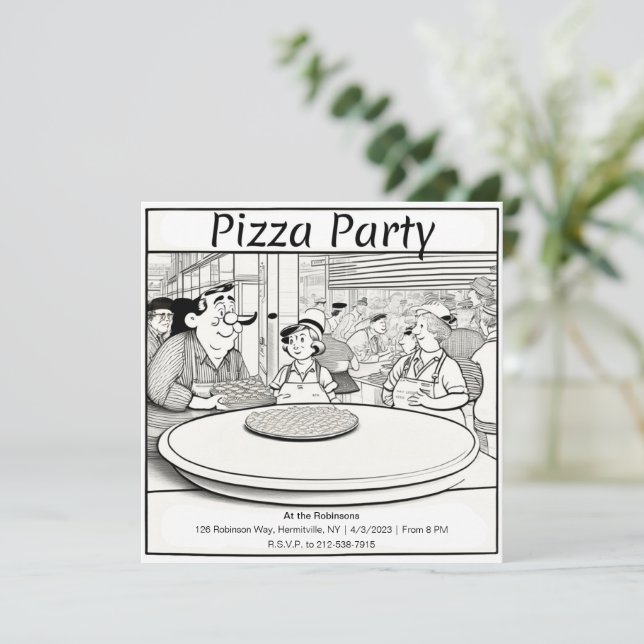 Personalized Pizza Party Invitation (Standing Front)