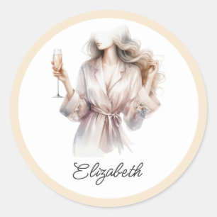 Personalized PJs & Prosecco Bridal Shower Favour Classic Round Sticker