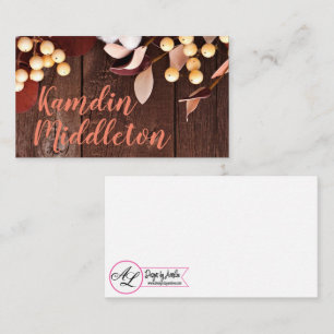 Personalized Place Cards Cotton Branch on Dark Woo