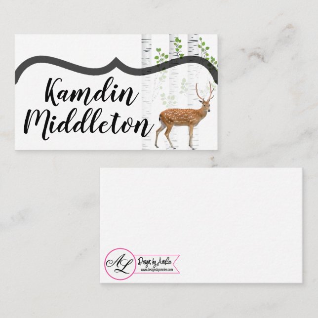 Personalized Place Cards Deer Doe Buck Woodland Hu (Front/Back)